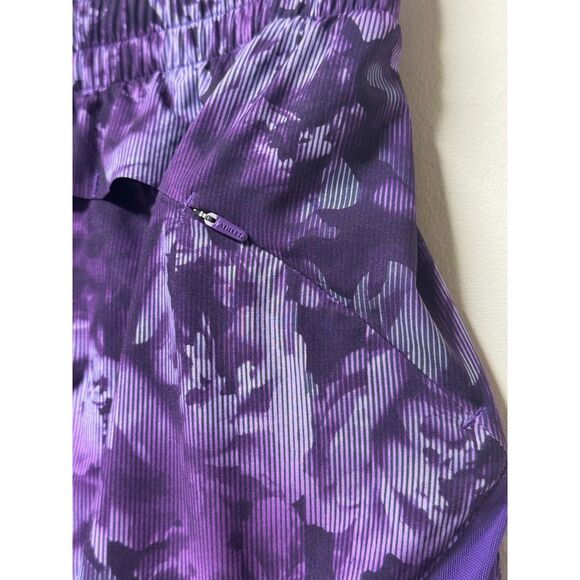 ATHLETA Purple Printed Mesh Racer Run Shorts, 4", Sz S - Picture 3 of 7